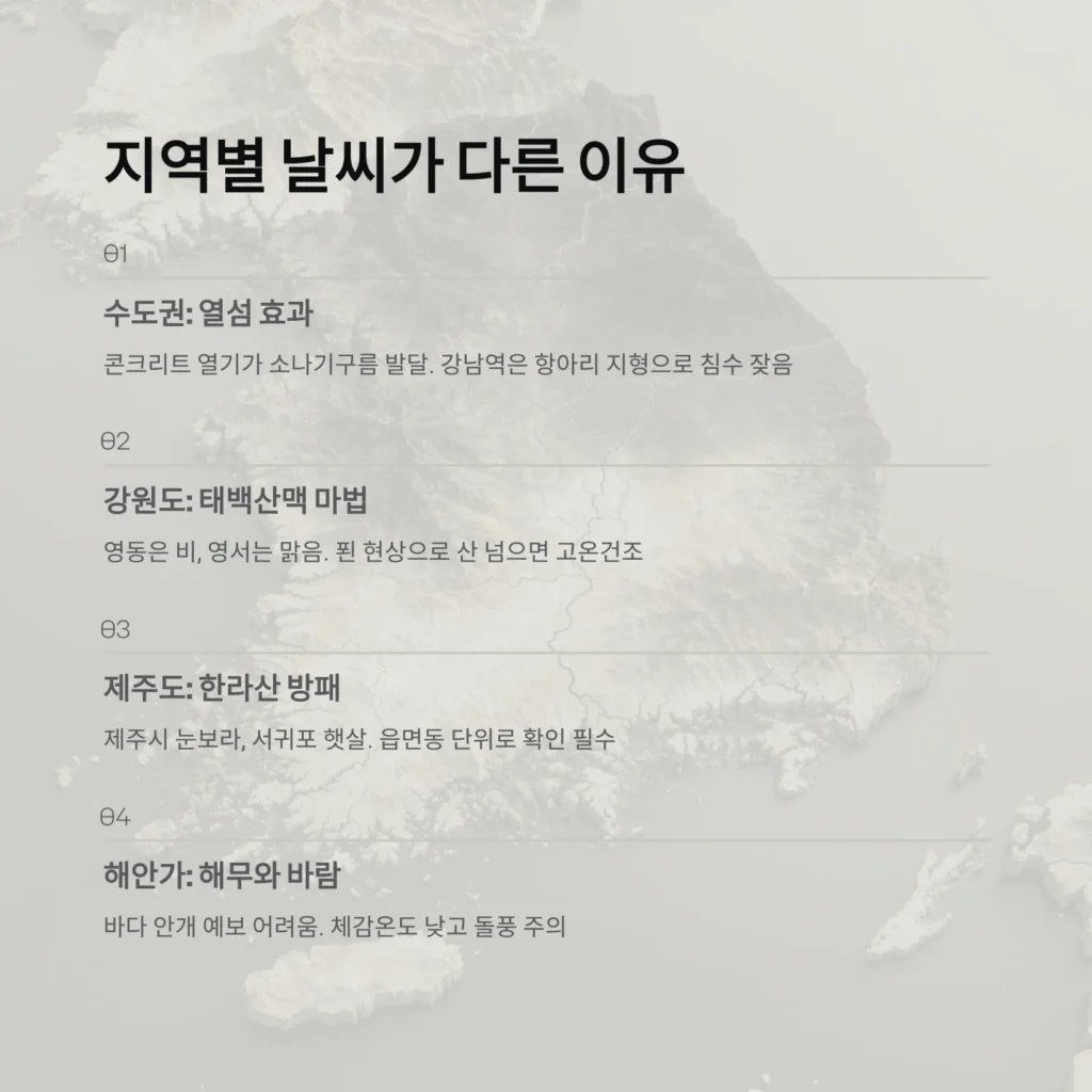 일기예보 정확도의 진실: 우리 동네만 틀리는 이유와 지역별 예보 활용법 (기상청 vs 윈디)