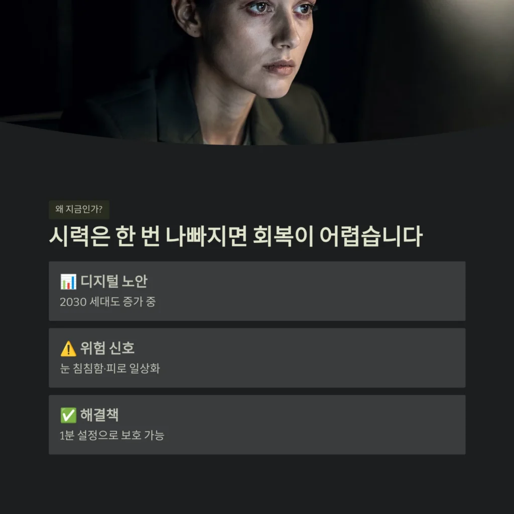 시력은 한 번 나빠지면 회복이 어렵습니다