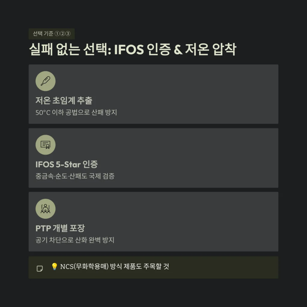 실패 없는 선택: IFOS 인증 & 저온 압착