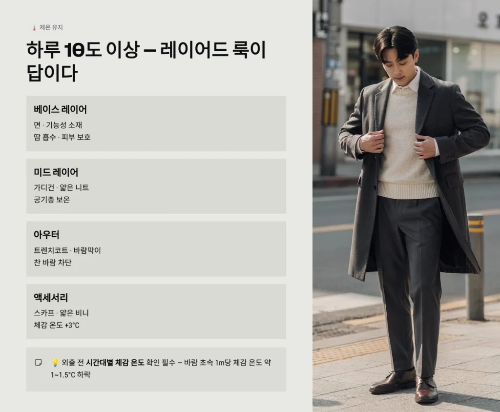 하루 10도 이상 — 레이어드 룩이 답이다