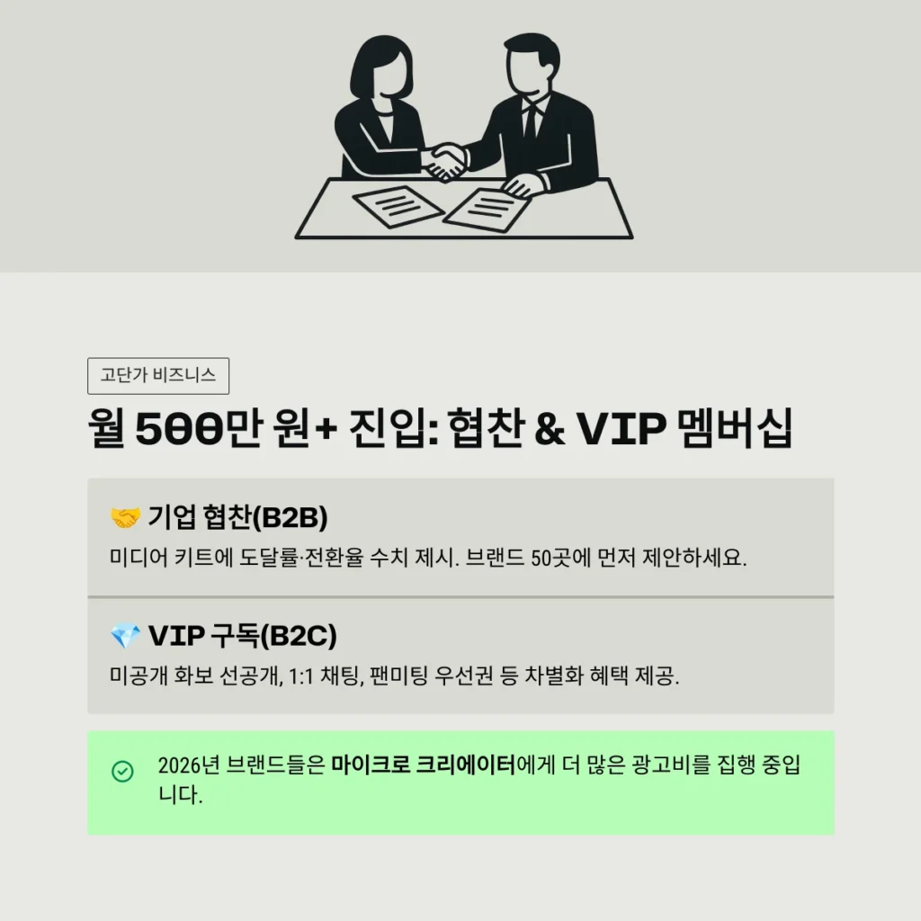 월 500만 원+ 진입: 협찬 & VIP 멤버십